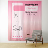 It's A Girl! Pink Gradient Cute Photo Backdrop Wandkleed (In situ)