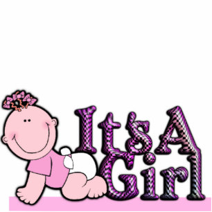 It's A Girl Plaid Text w / Baby Cake & Table Toppe Staand Fotobeeldje