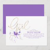 It's a Girl Purple and Gold Elegant Baby Shower Kaart (Voorkant / Achterkant)