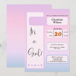 It's A Girl! Purple Gradient Cute Baby Shower Kaart