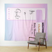 It's A Girl! Purple Gradient Cute Photo Backdrop Wandkleed (In Situ (horizontaal))