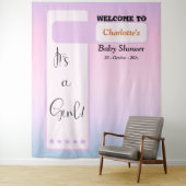 It's A Girl! Purple Gradient Cute Photo Backdrop Wandkleed (In situ)