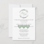 It's a Girl Quote in Pink Green on Floral Wreath Kaart (Achterkant)