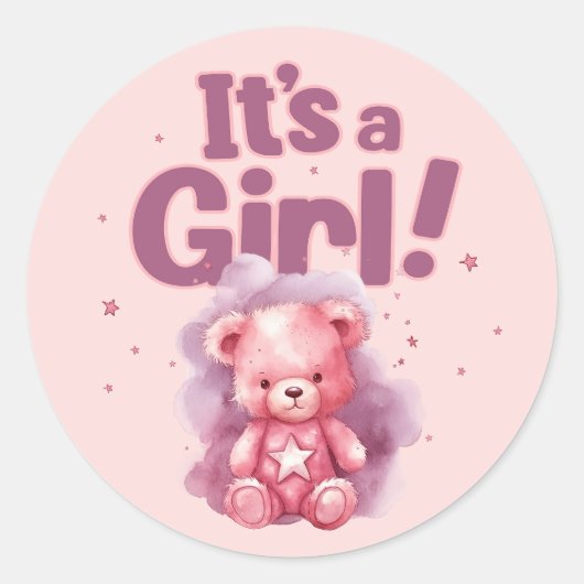 It's a Girl Ronde Sticker (Voorkant)