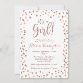 It's a Girl Rose Gold Baby Shower Invitation Kaart (Voorkant)
