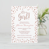 It's a Girl Rose Gold Baby Shower Invitation Kaart (Staand voorkant)