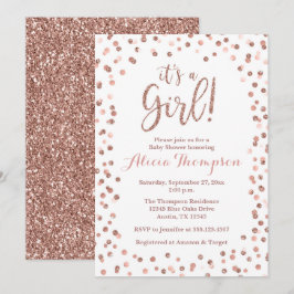 It's a Girl Rose Gold Baby Shower Invitation Kaart