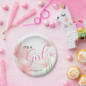 It's a Girl Soft Blush Pink Flowers Papieren Bordje (Feest)