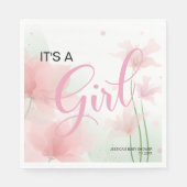 It's a Girl Soft Blush Pink Flowers  Servet (Voorkant)