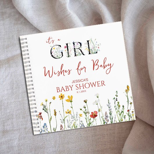 It's a Girl Spring Flowers Shower Wishes for Baby Notitieboek