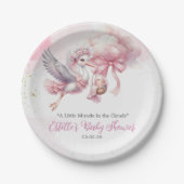 It's a Girl Stork & Pink Cloud Baby Shower Papieren Bordje (Voorkant)