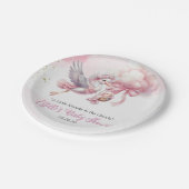 It's a Girl Stork & Pink Cloud Baby Shower Papieren Bordje (Gekanteld)