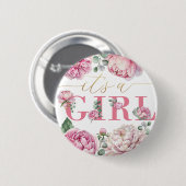 "It's a Girl" Waterverf Bloemen Baby shower Button (Voorkant /achterkant)