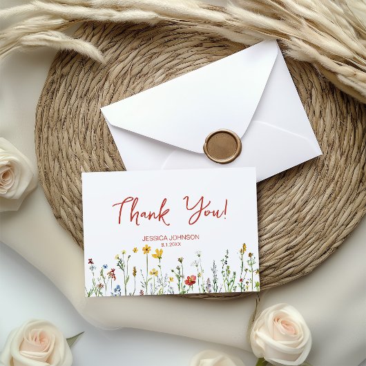 It's a Girl with Spring Flowers Baby Shower Bedankkaart