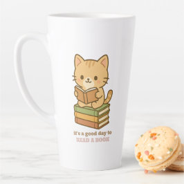 It's a good day to read a book cute cat teacher latte mok