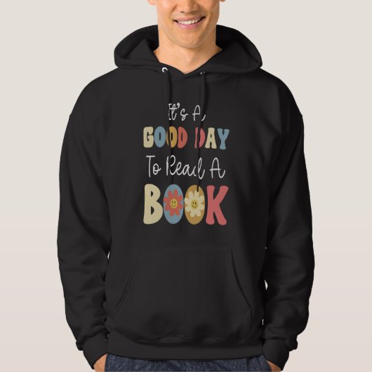 It's A Good Day To Read A Book Retro Groovy Librar Hoodie (Voorkant)