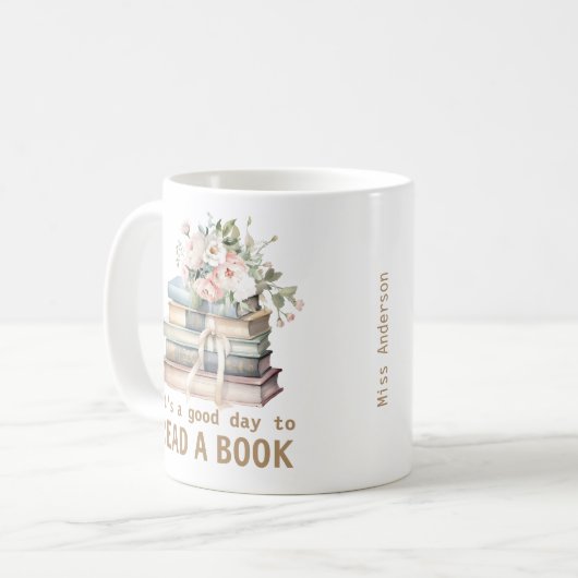 It's a Good Day to Read a Book Teacher Reading  Koffiemok (Voorkant links)