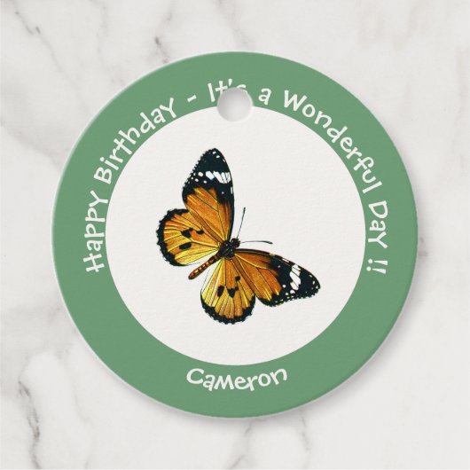 It's a Plain Tiger / African Queen Butterfly Party Bedankjes Labels (Voorkant)