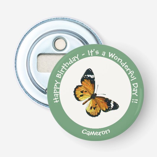 It's a Plain Tiger / African Queen Butterfly Party Button Flesopener (Voorkant)