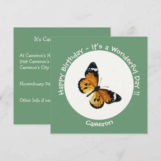 It's a Plain Tiger / African Queen Butterfly Party Kaart (Voorkant / Achterkant)