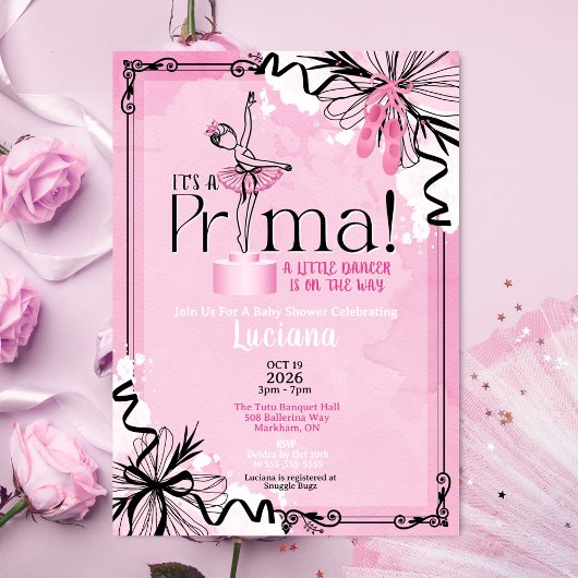 It's A Prima Ballet Baby Shower Invitation Kaart