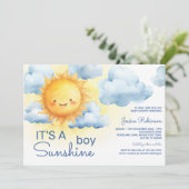 It's a Sunshine Boy Baby Shower Kaart (Staand voorkant)