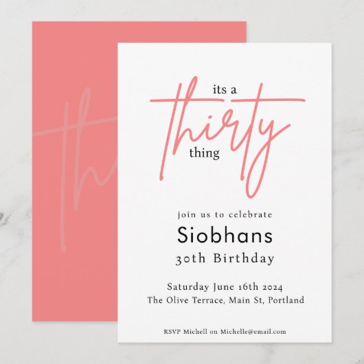 its a thirty thing 30th birthday elegant stylish kaart (Voorkant / Achterkant)