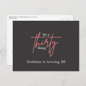 its a thirty thing 30th birthday elegant stylish uitnodiging briefkaart (Voorkant / Achterkant)