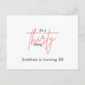 its a thirty thing 30th birthday elegant stylish uitnodiging briefkaart (Voorkant)