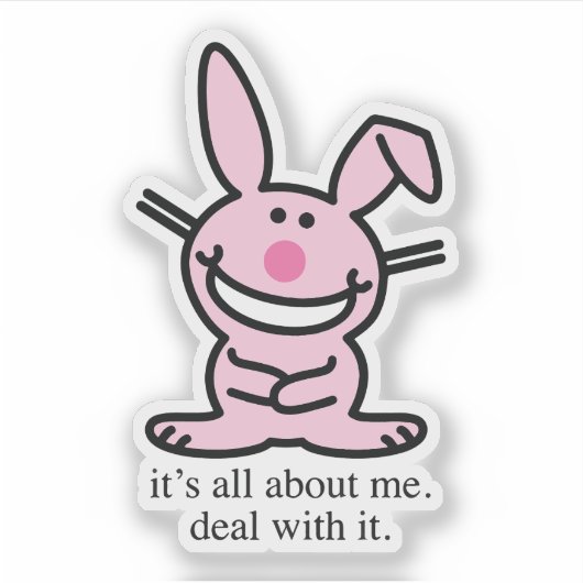 It's all about me deal with it funny bunny Mug Sticker (Voorkant)