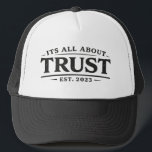 It's All About Trust Trucker Pet<br><div class="desc">“It’s All About Trust.”

Simple words. Enduring principle.

Trust is the foundation behind everything that lasts—relationships,  leadership,  and the commitments we make every day. This hat keeps the message clear and visible: trust isn’t declared,  it’s demonstrated.

Clean design.
Timeless reminder.
Worn with intention.</div>