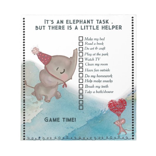 It's an Elephant Task- Kids Daily Checklist  Notitieblok (Voorkant)