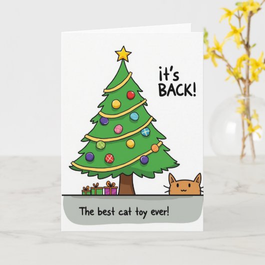 Its Back The Best Cat Toy Ever Kaart (Gele Bloem)
