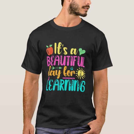 It's Beautiful Day For Learning Retro Teacher Stud T-shirt (Voorkant)