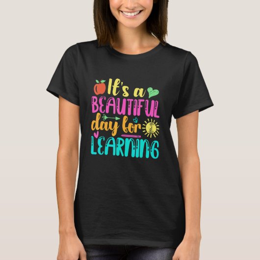 It's Beautiful Day For Learning Retro Teacher Stud T-shirt (Voorkant)