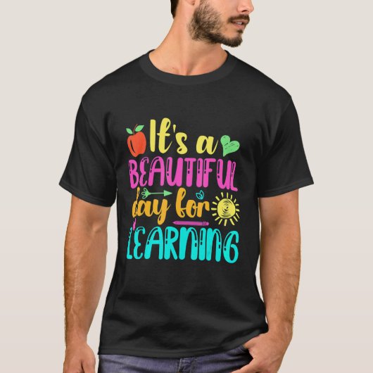 It's Beautiful Day For Learning Retro Teacher Stud T-shirt (Voorkant)