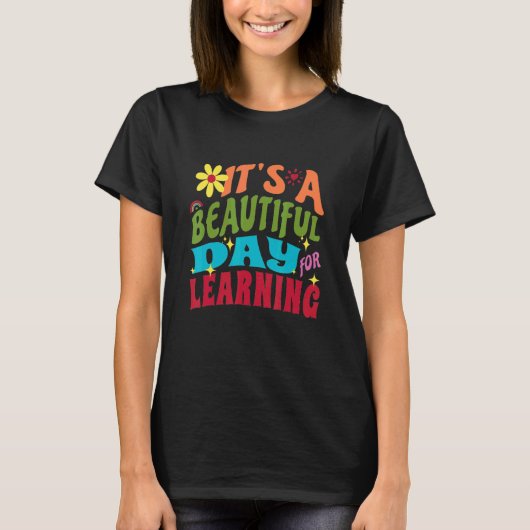 It's Beautiful Day For Learning Retro Teacher Stud T-shirt (Voorkant)