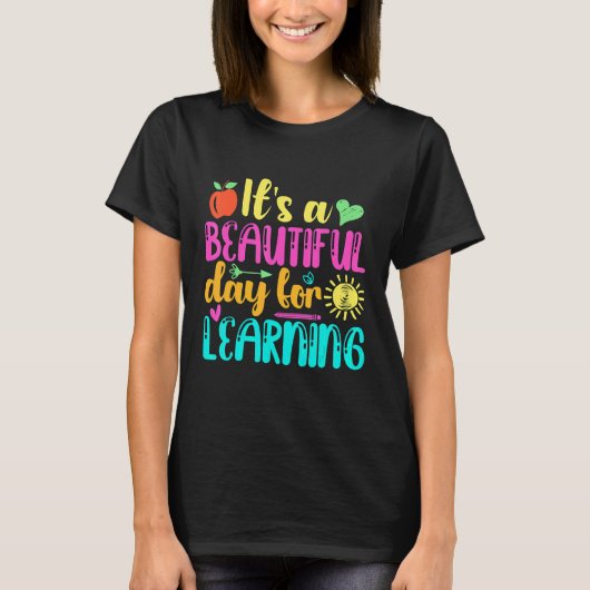It's Beautiful Day For Learning Retro Teacher Stud T-shirt (Voorkant)