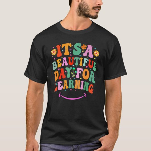 It's Beautiful Day For Learning Retro Teacher Stud T-shirt (Voorkant)