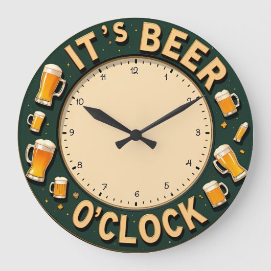 It's Beer O'clock Fun Wall Grote Klok (Voorkant)