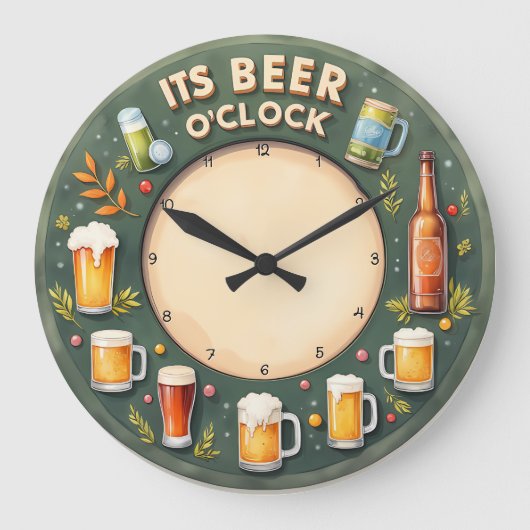 It's Beer O'clock Fun Wall Grote Klok (Voorkant)