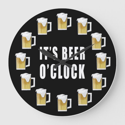 It's Beer O'clock - Funny Clock Design Grote Klok (Voorkant)