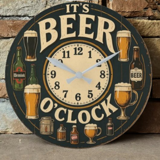 It's beer o'clock funny decor home bar man cave  grote klok