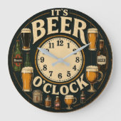 It's beer o'clock funny decor home bar man cave  grote klok (Voorkant)