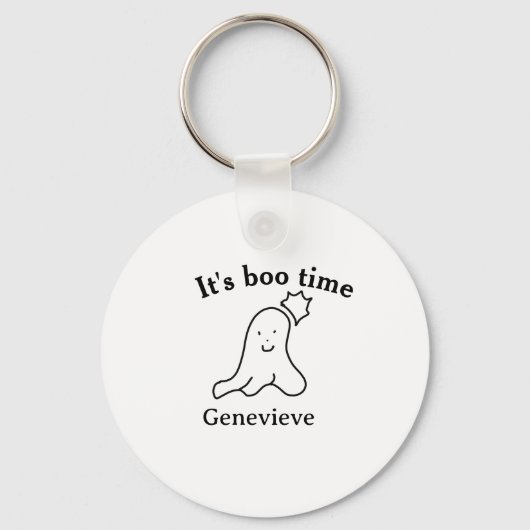 It's boo time name Halloween date time ghost black Sleutelhanger (Voorkant)