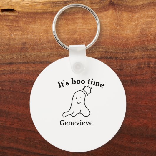 It's boo time name Halloween date time ghost black Sleutelhanger (Voorkant)