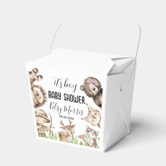 its boy Rustic Woodland Baby Shower Invite Bedankdoosjes (Voorkant Zijde)