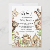 its boy Rustic Woodland Baby Shower Invite Kaart (Voorkant)