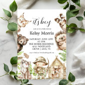 its boy Rustic Woodland Baby Shower Invite Kaart
