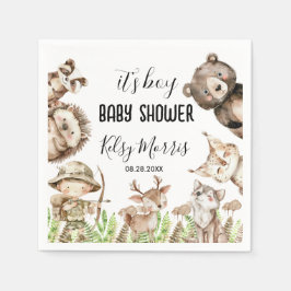 its boy Rustic Woodland Baby Shower Invite Servet